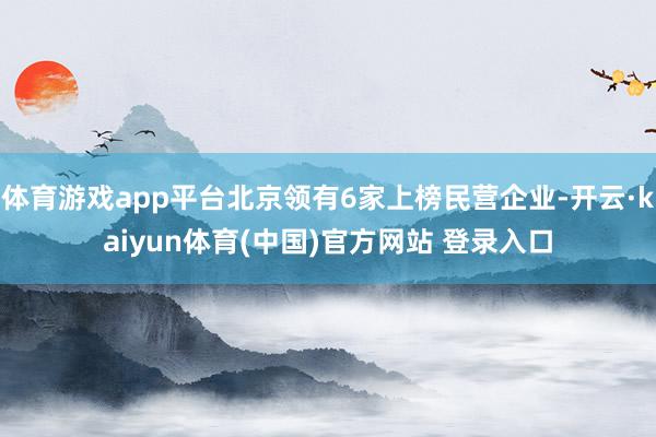 体育游戏app平台北京领有6家上榜民营企业-开云·kaiyun体育(中国)官方网站 登录入口