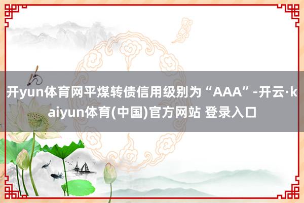 开yun体育网平煤转债信用级别为“AAA”-开云·kaiyun体育(中国)官方网站 登录入口